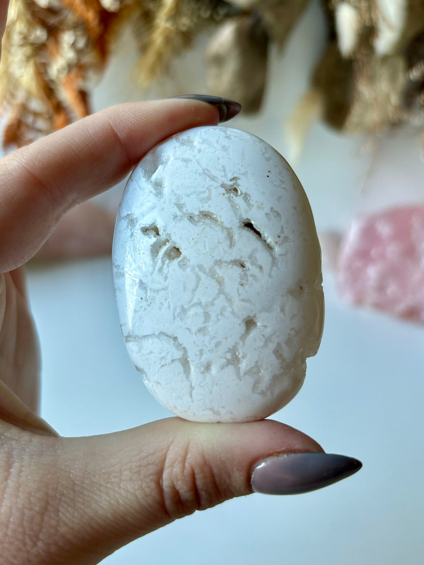 White Plume Agate Palmstone