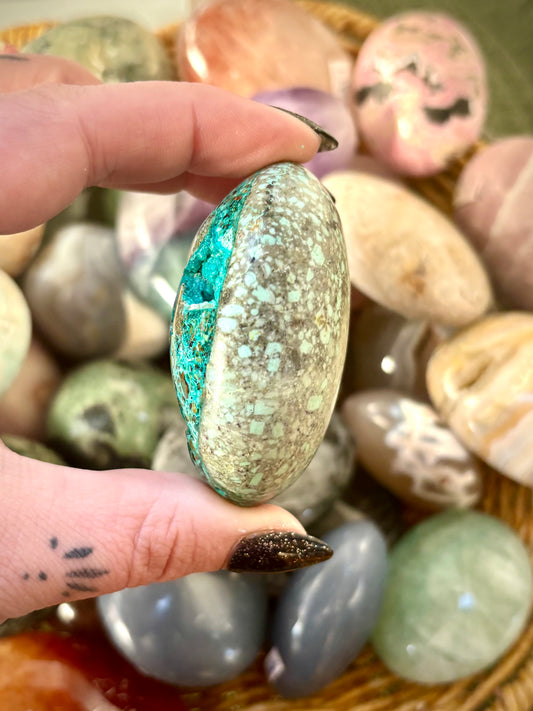Chrysocolla Palm Stone - Peru