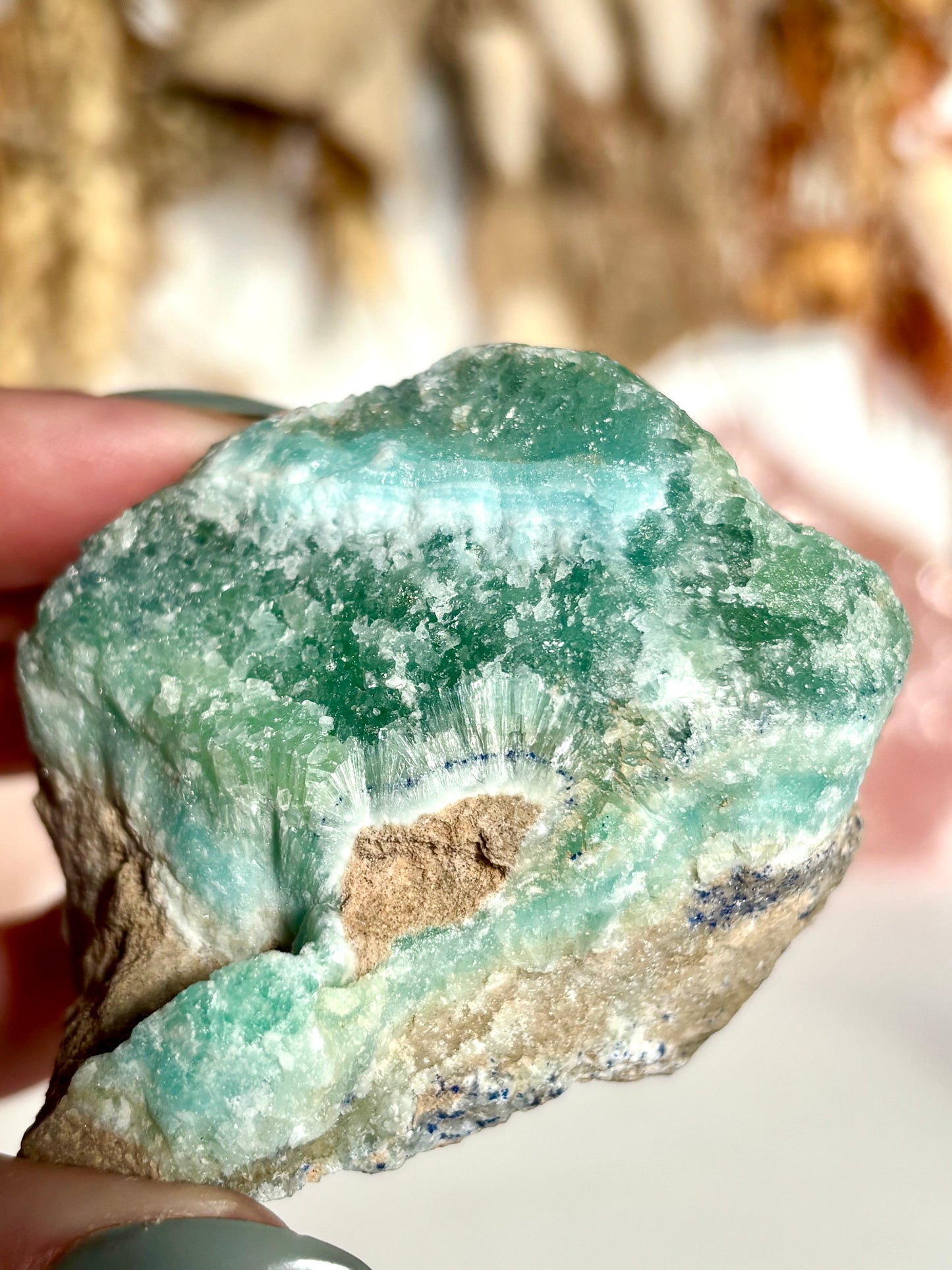 Blue/Green Aragonite with Azurite Raw