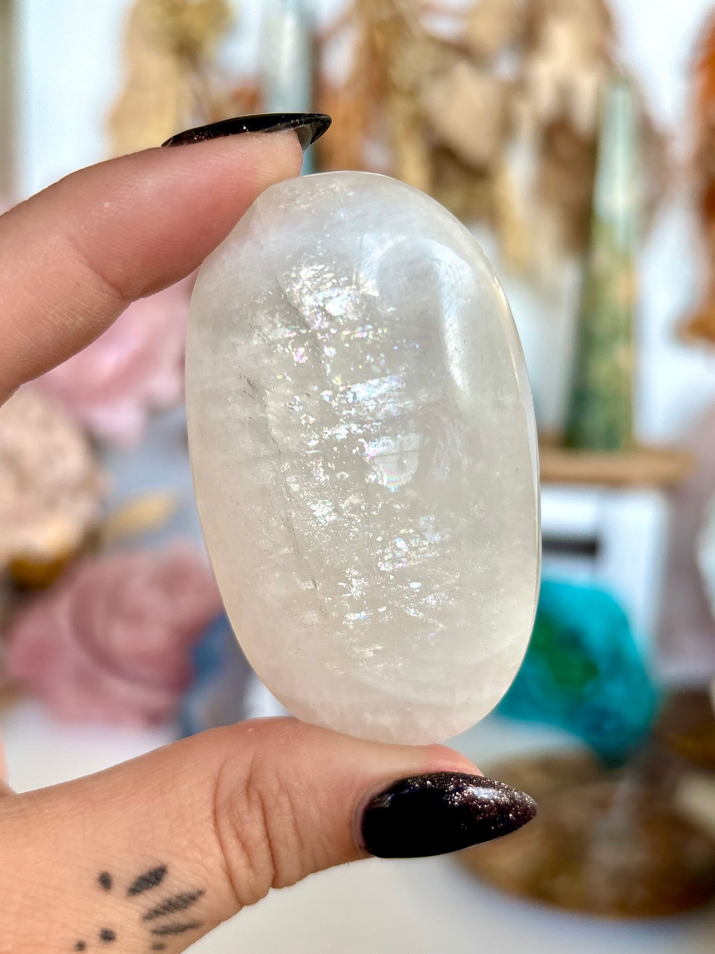 White Moonstone Palm Stone