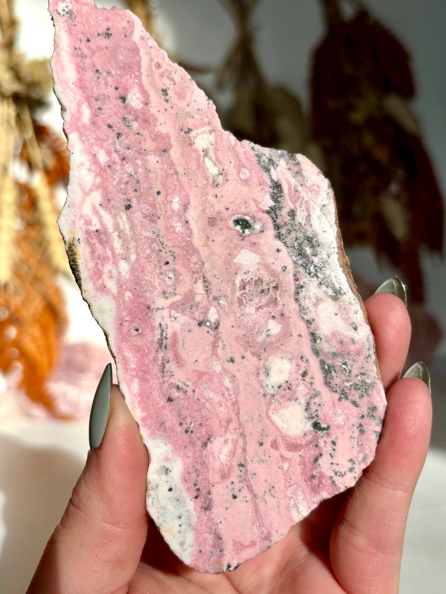 Peruvian Rhodonite Slab with Stand