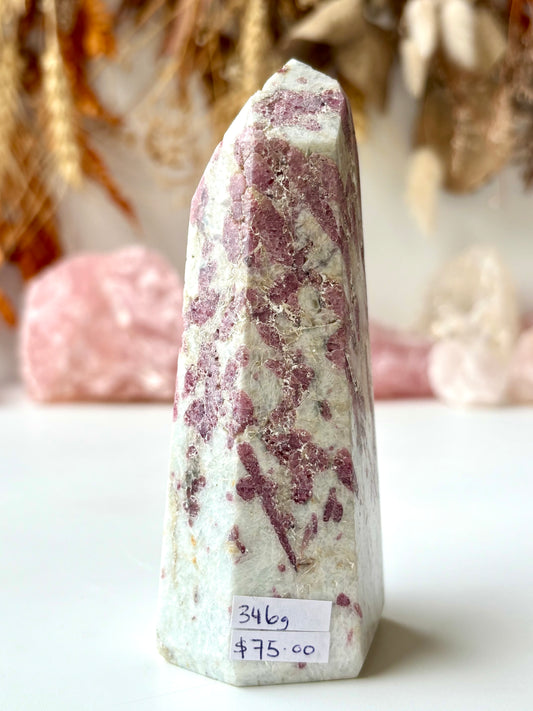 Pink Tourmaline in Quartz Tower