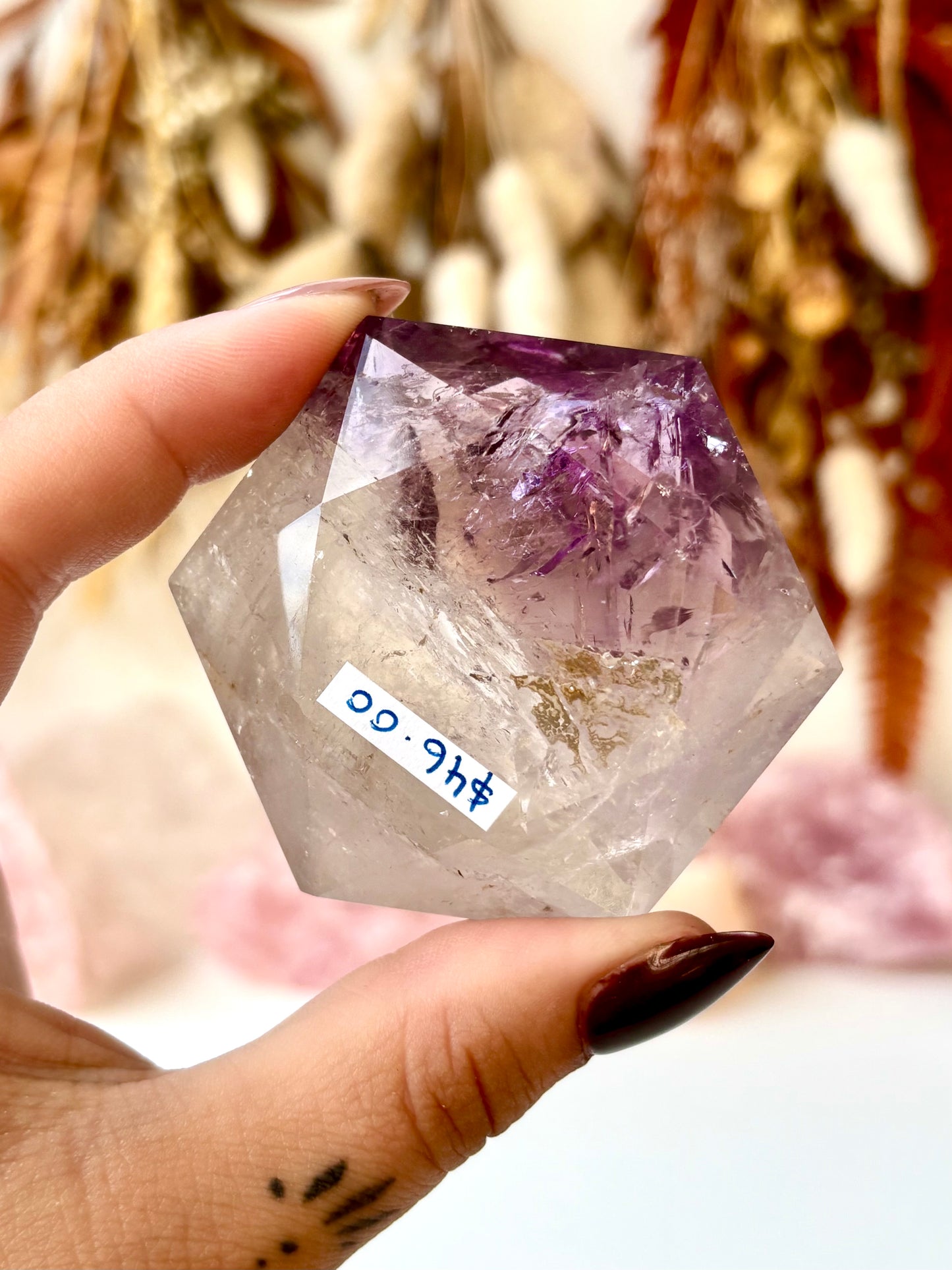 Amethyst Faceted Hexagon