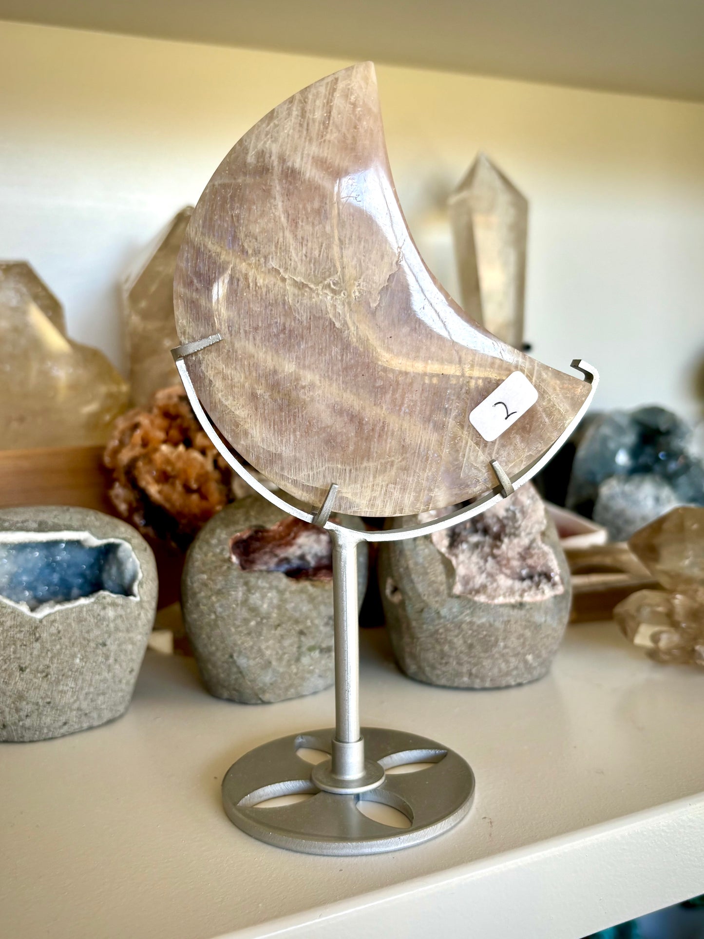 Blue Flash Moonstone Moon & Stand (2)