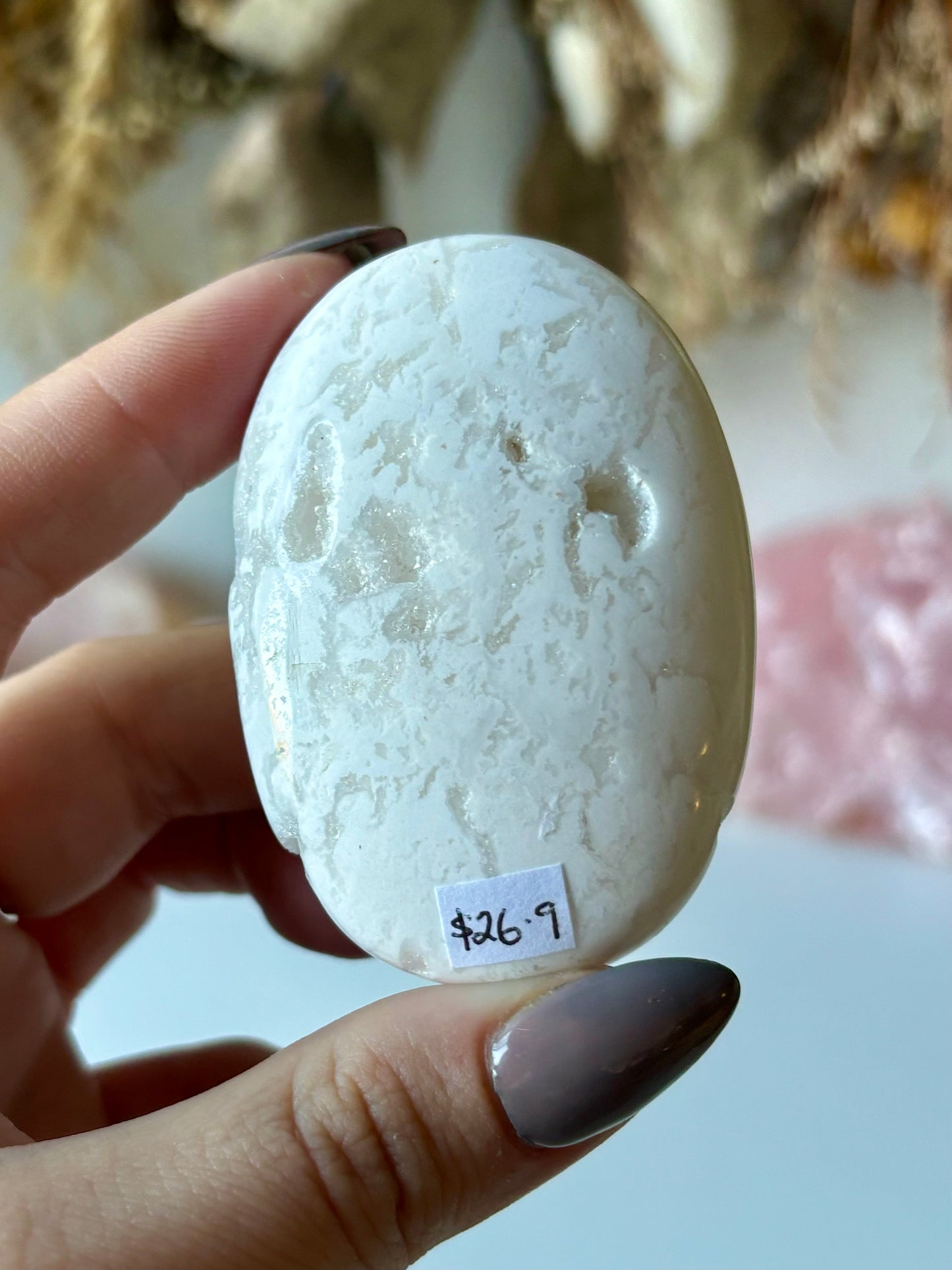 White Plume Agate Palmstone