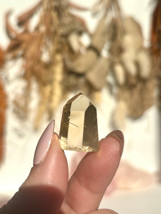 Natural Citrine Polished Mini Point with Rutile