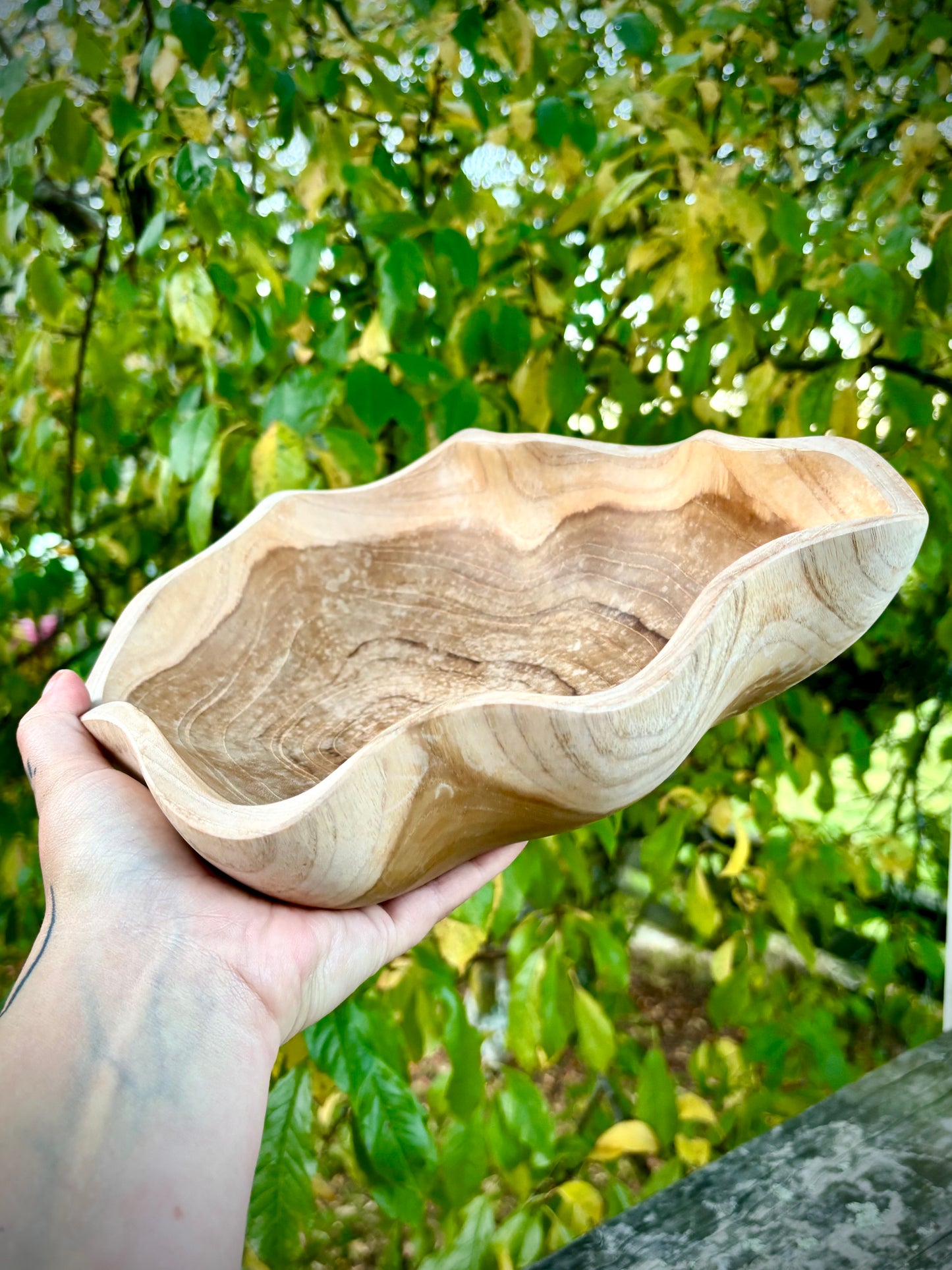 Large Waves Wood Bowl - Bali