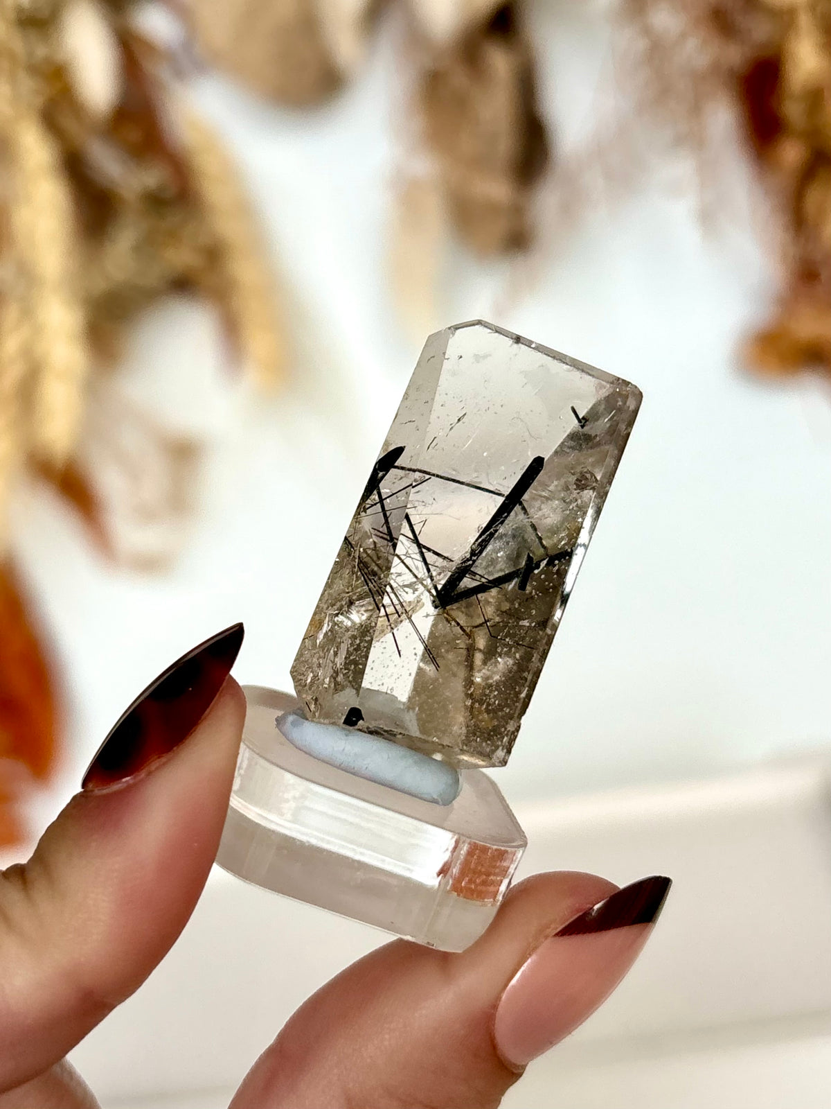 Black Tourmaline in Quartz Polished Freeform with stand (2)