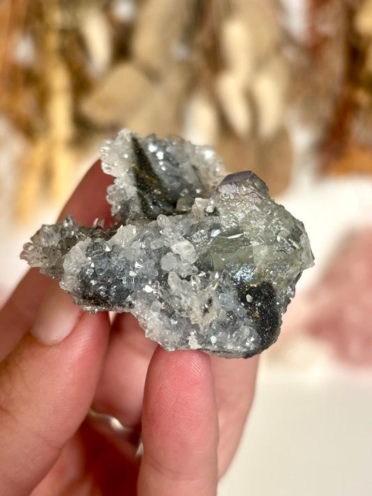 Diamond Fluorite on Matrix & Quartz needles