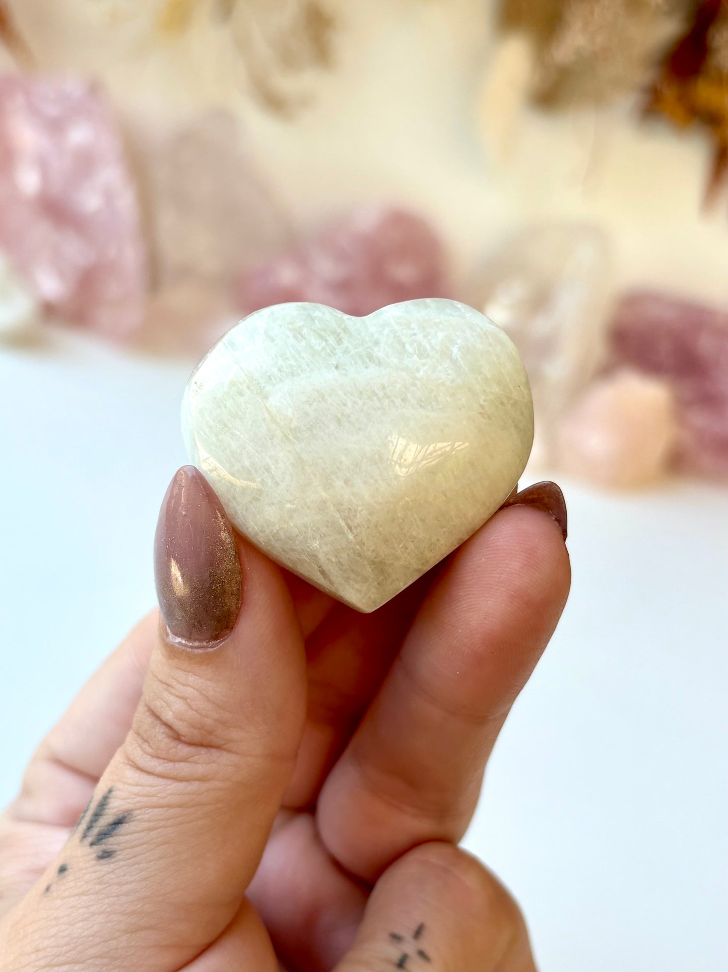 White Moonstone Heart