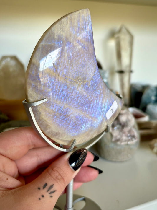Blue Flash Moonstone Moon & Stand (2)