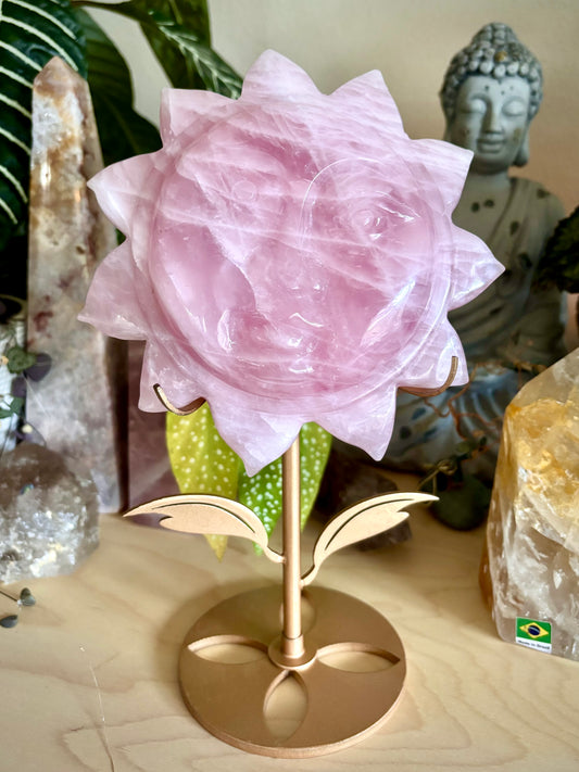 Rose Quartz Sunflower Face & Stand