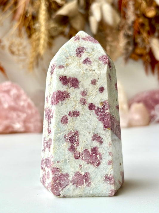 Pink Tourmaline in Quartz Tower