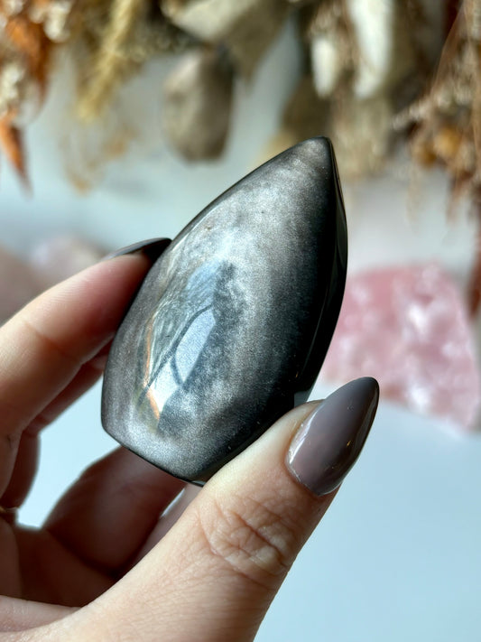 Silver Sheen Obsidian Flame