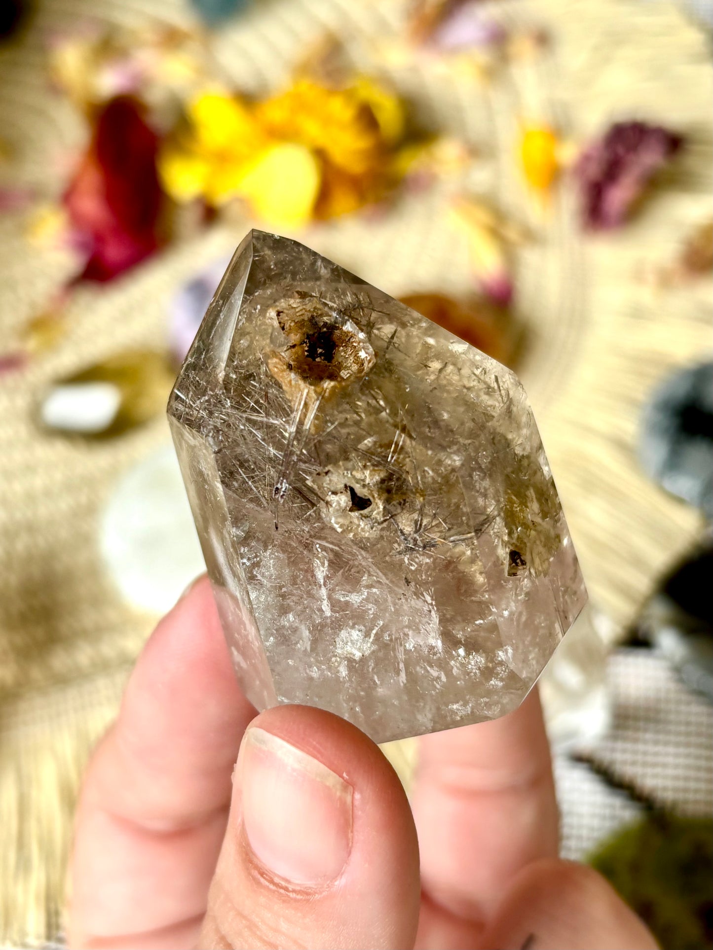 Silver Rutile & Lodalite Included Polished Point