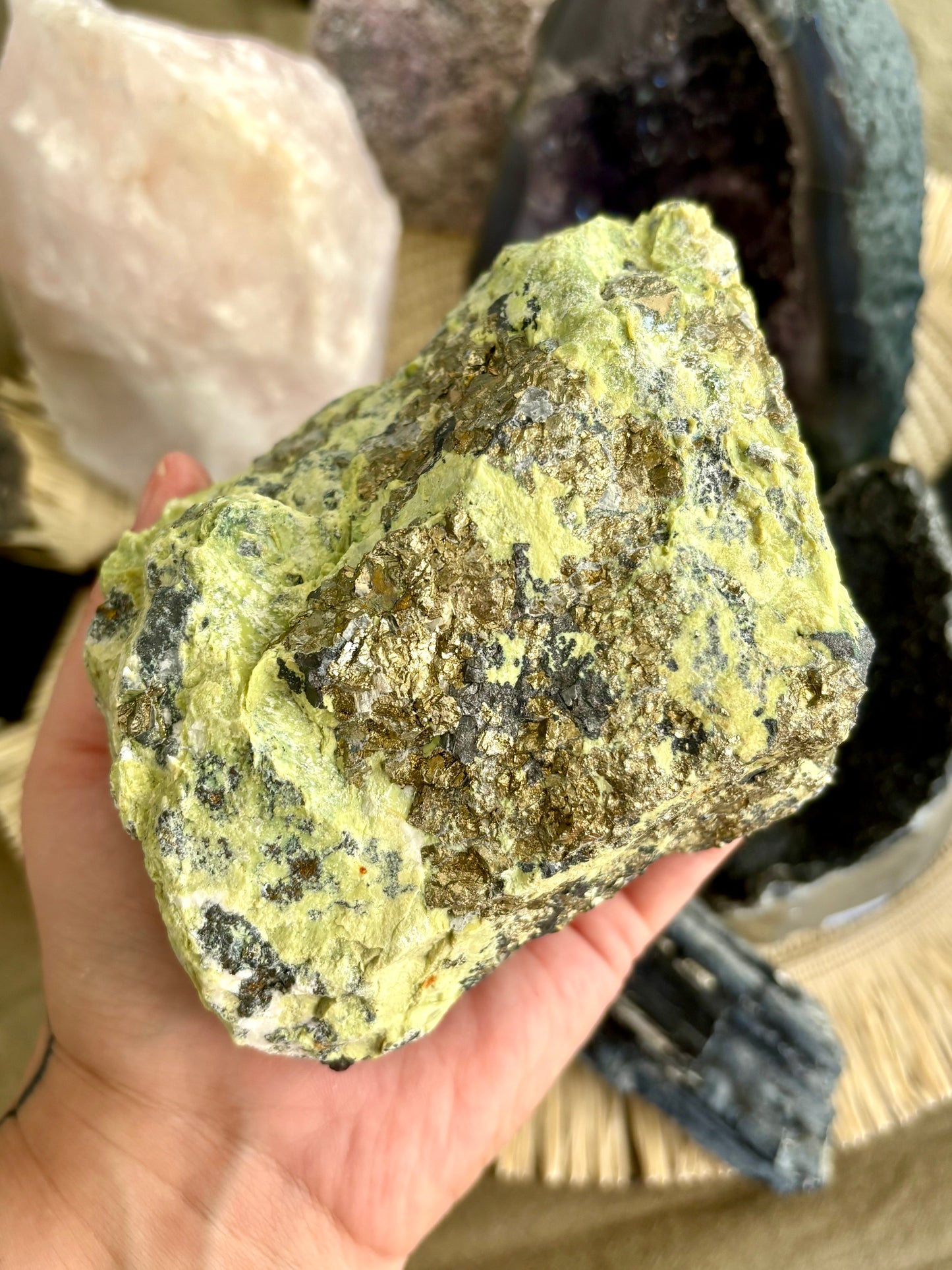 Serpentine with Cubic Pyrite-Large Raw
