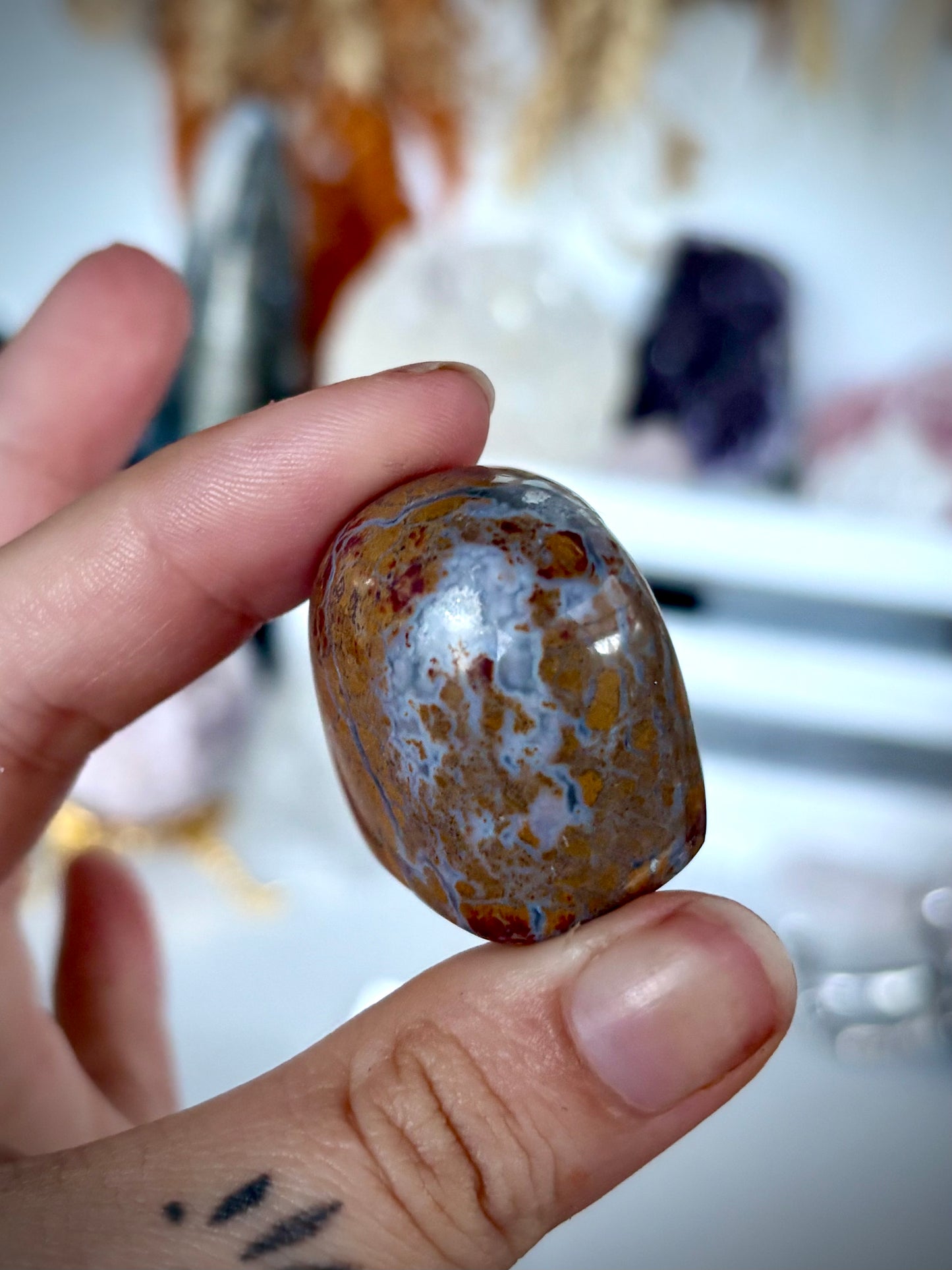 Indonesian Cotton Candy Agate Mini Freeform with Blue Chalcedony