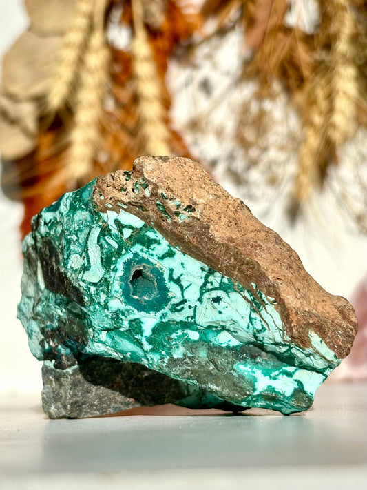 Chrysocolla Raw with Druze Pocket