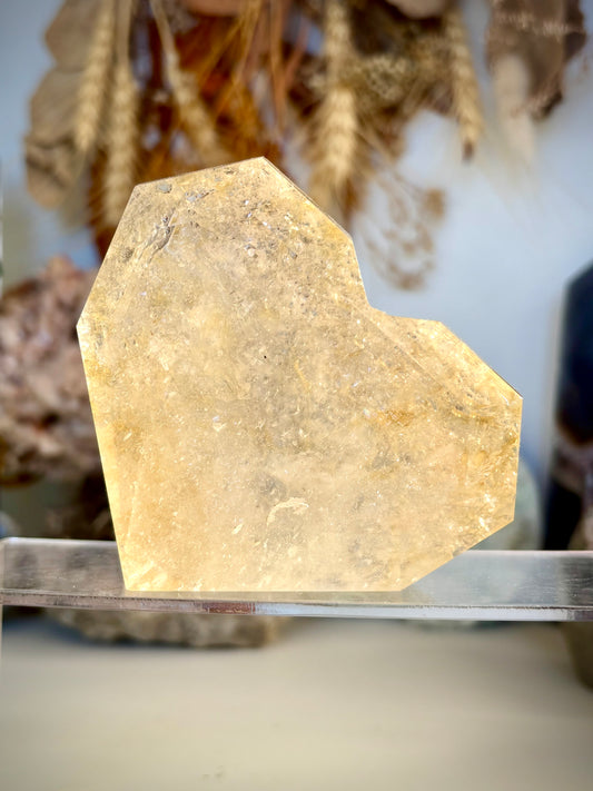 Facented “one face” Heart, Quartz with Golden Healer
