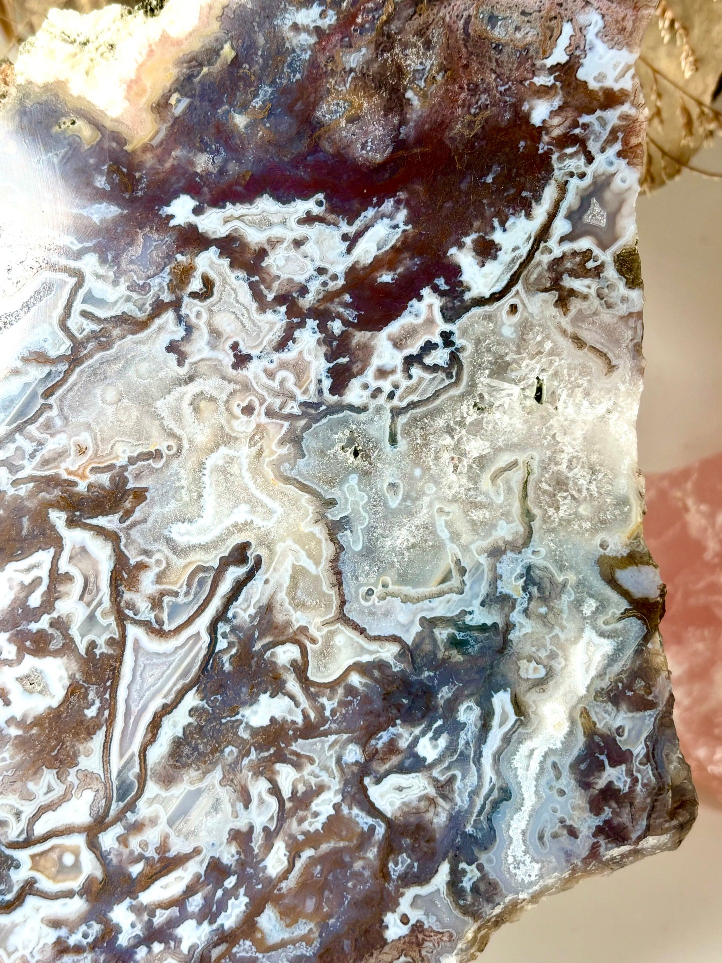 Purple Moss Agate Slab & Stand