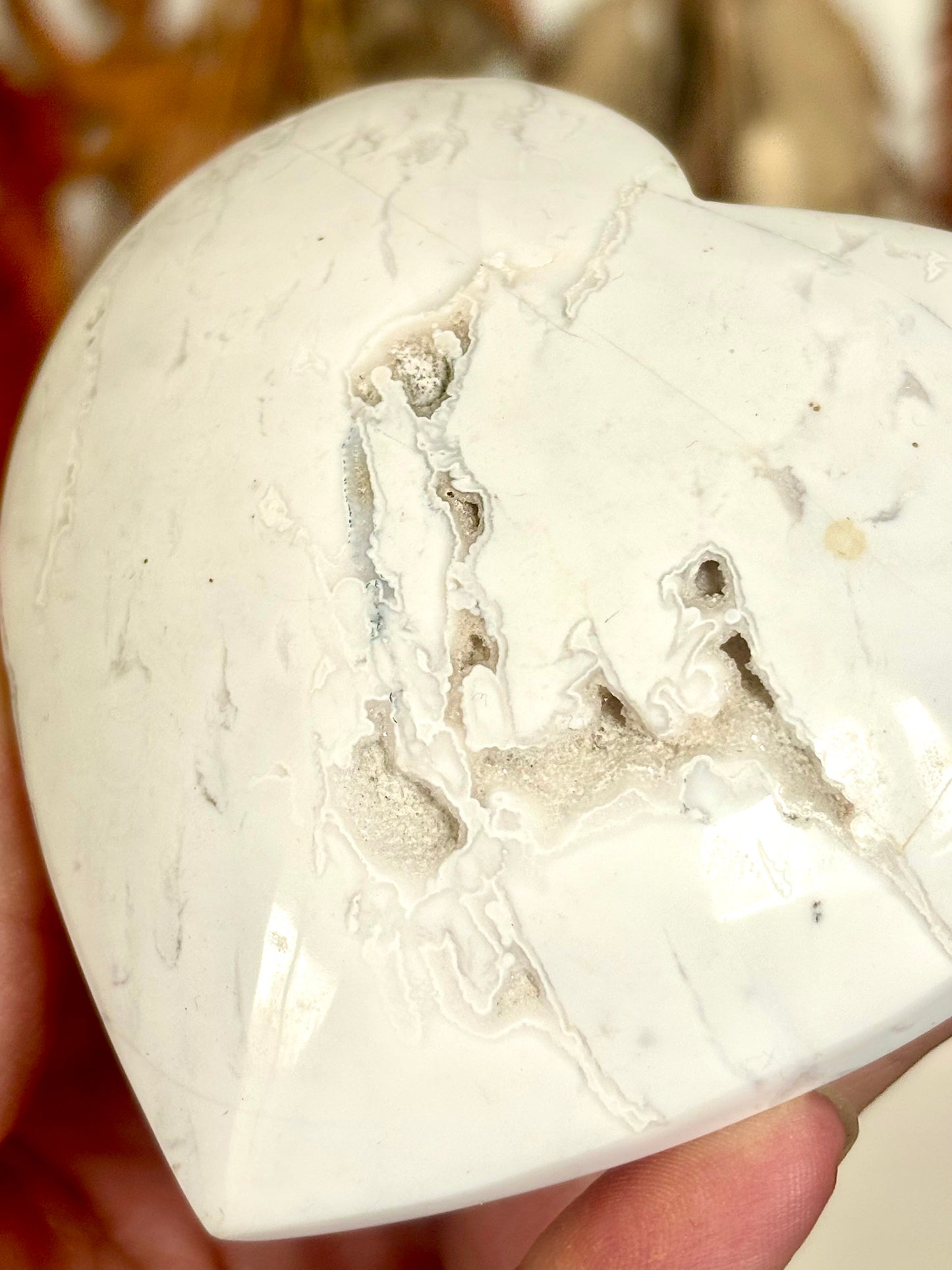 Opaque Plume Agate Heart