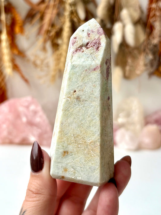 Pink Tourmaline in Quartz Tower