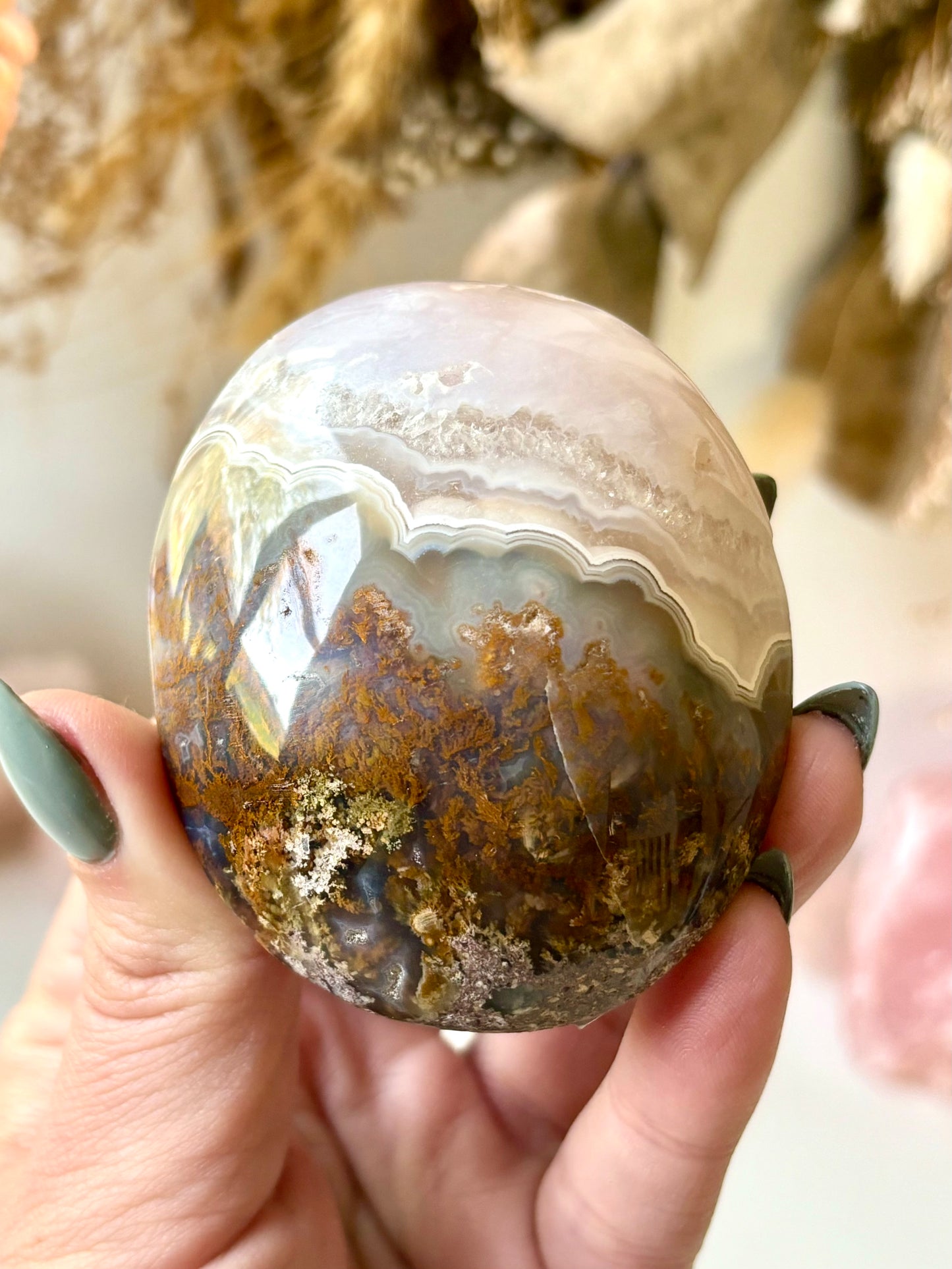 Nebula Agate Palm Stone