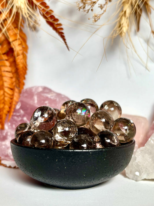 Tiny Rainbow Smoky Quartz Sphere