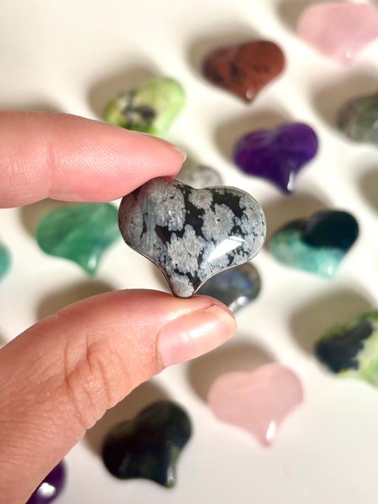 Love Heart - Snowflake Obsidian