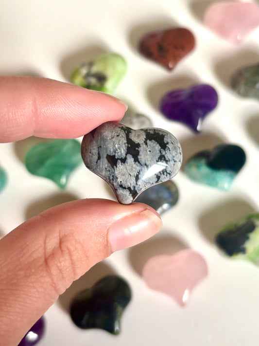 Love Heart - Snowflake Obsidian