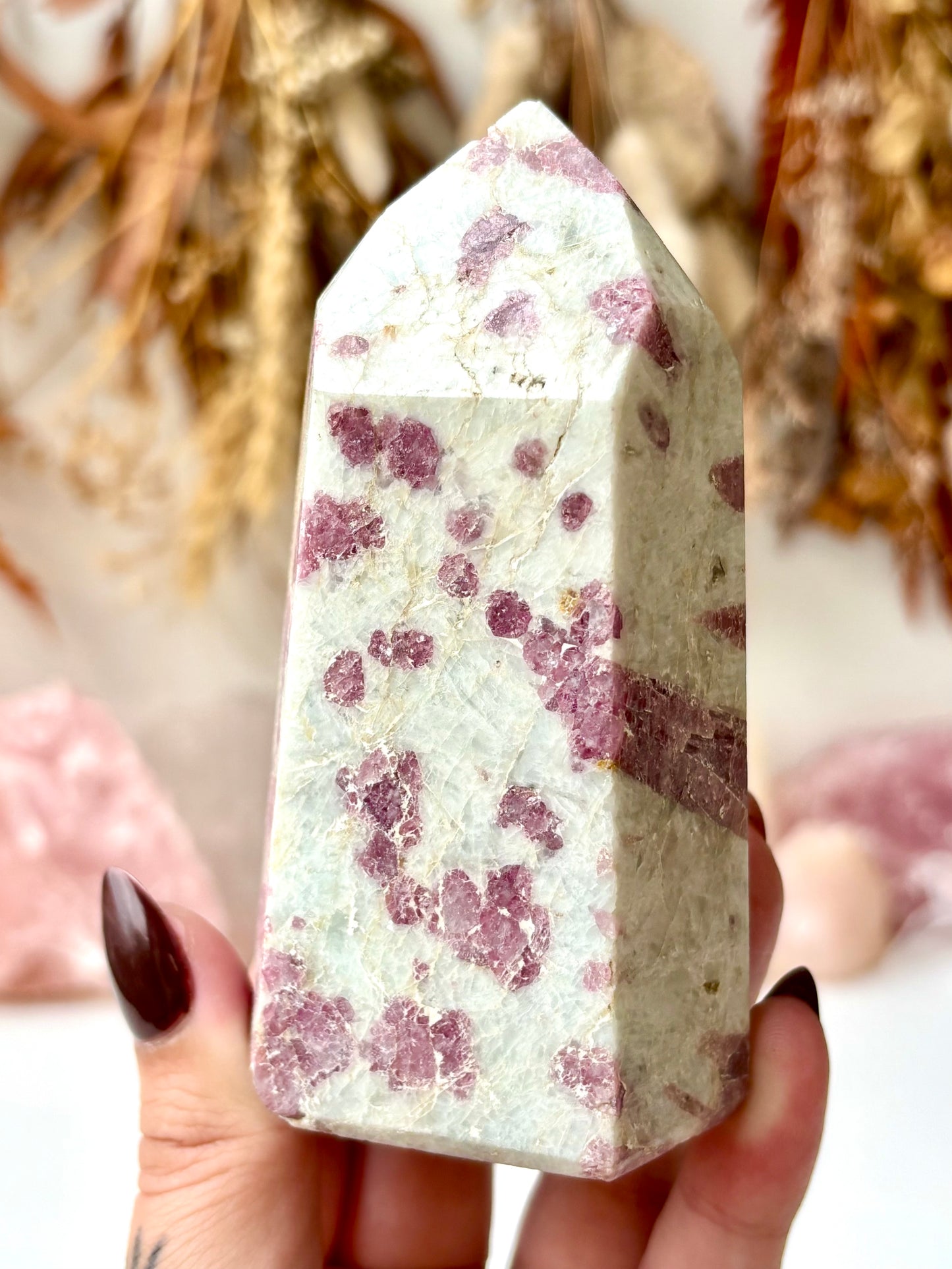 Pink Tourmaline in Quartz Tower