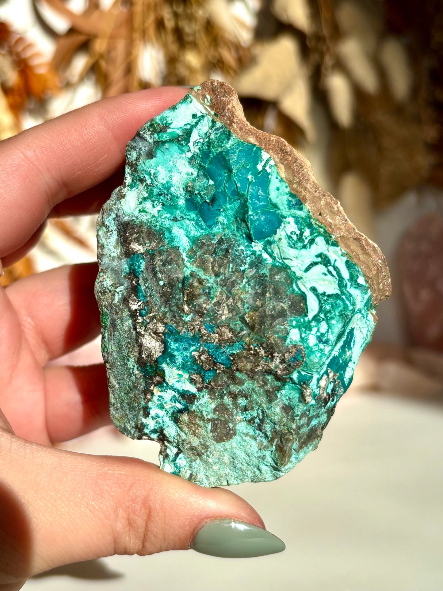Chrysocolla Raw with Druze Pocket