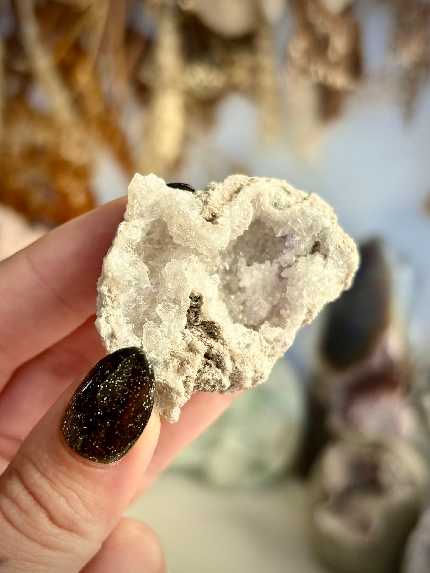 Chalcedony, Quartz & Fluorite Geode aka Spirit Flower Geode