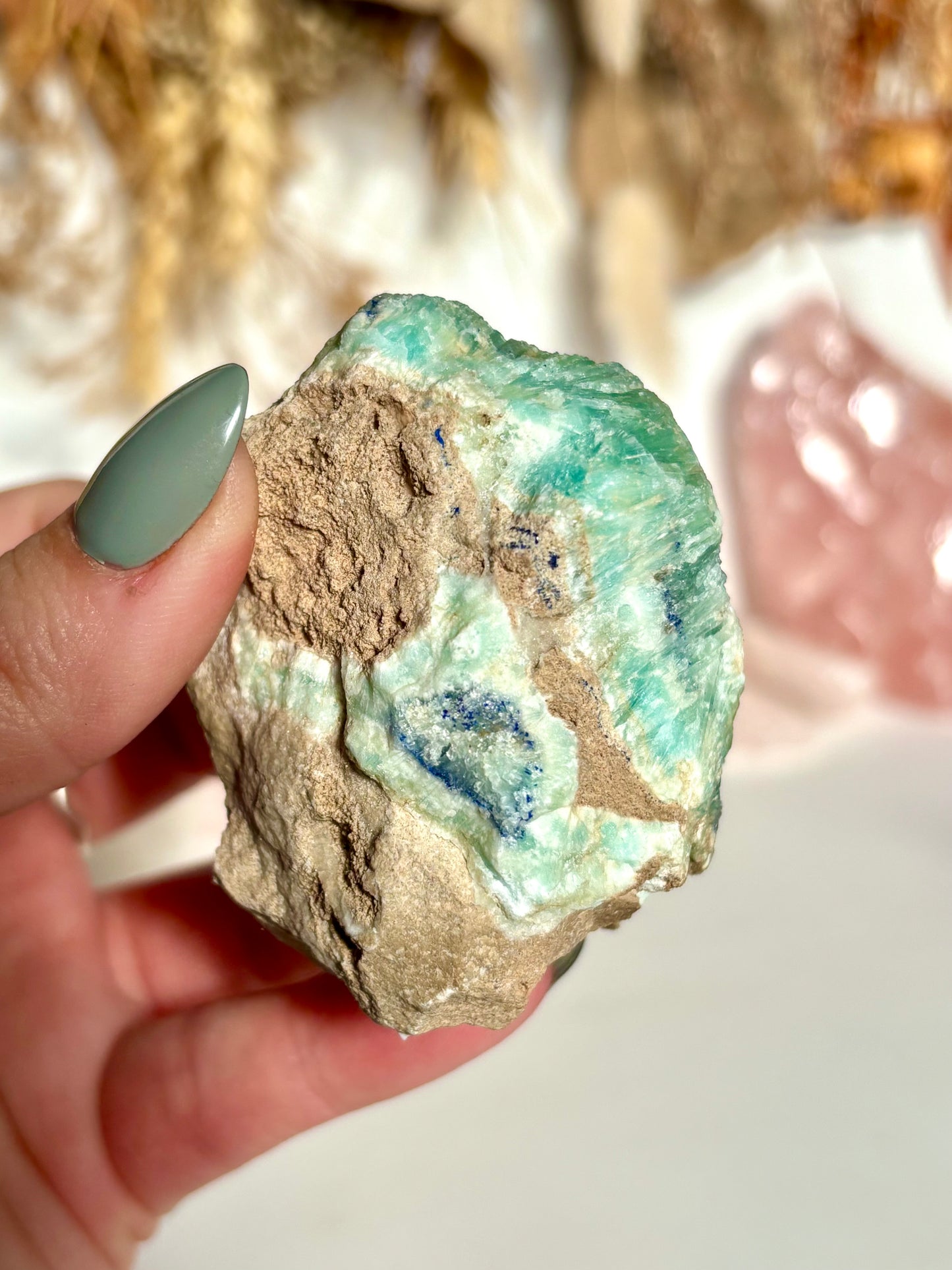 Blue/Green Aragonite with Azurite Raw
