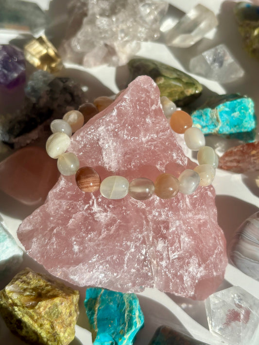 Mixed Moonstone Tumble Bracelet
