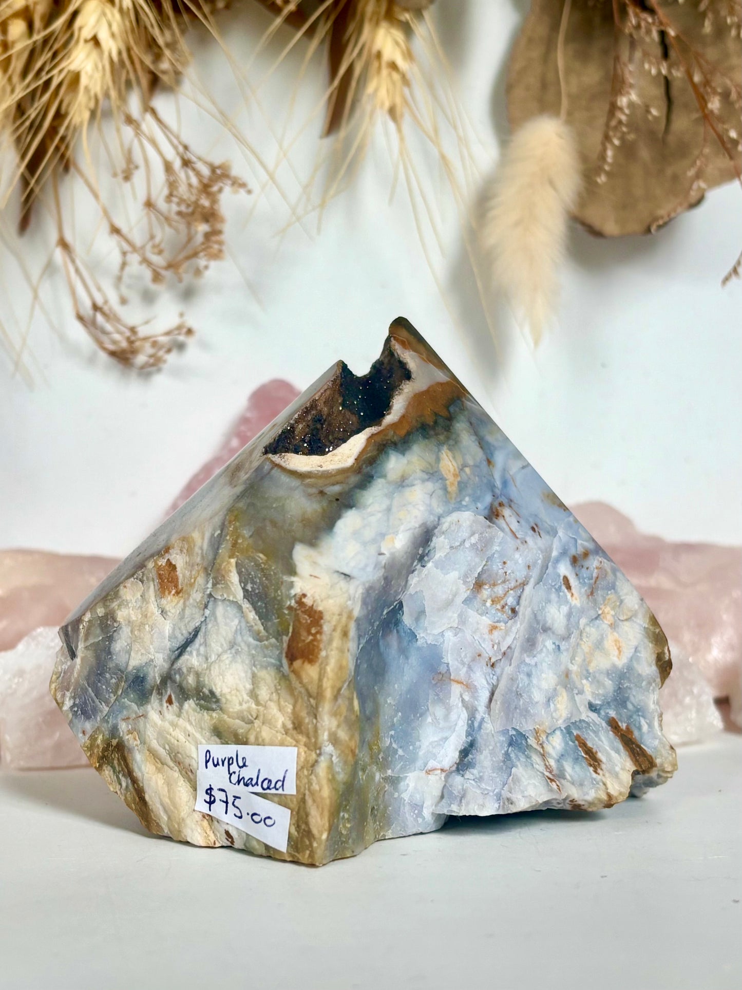 Opaque Purple Chalcedony Cut Base