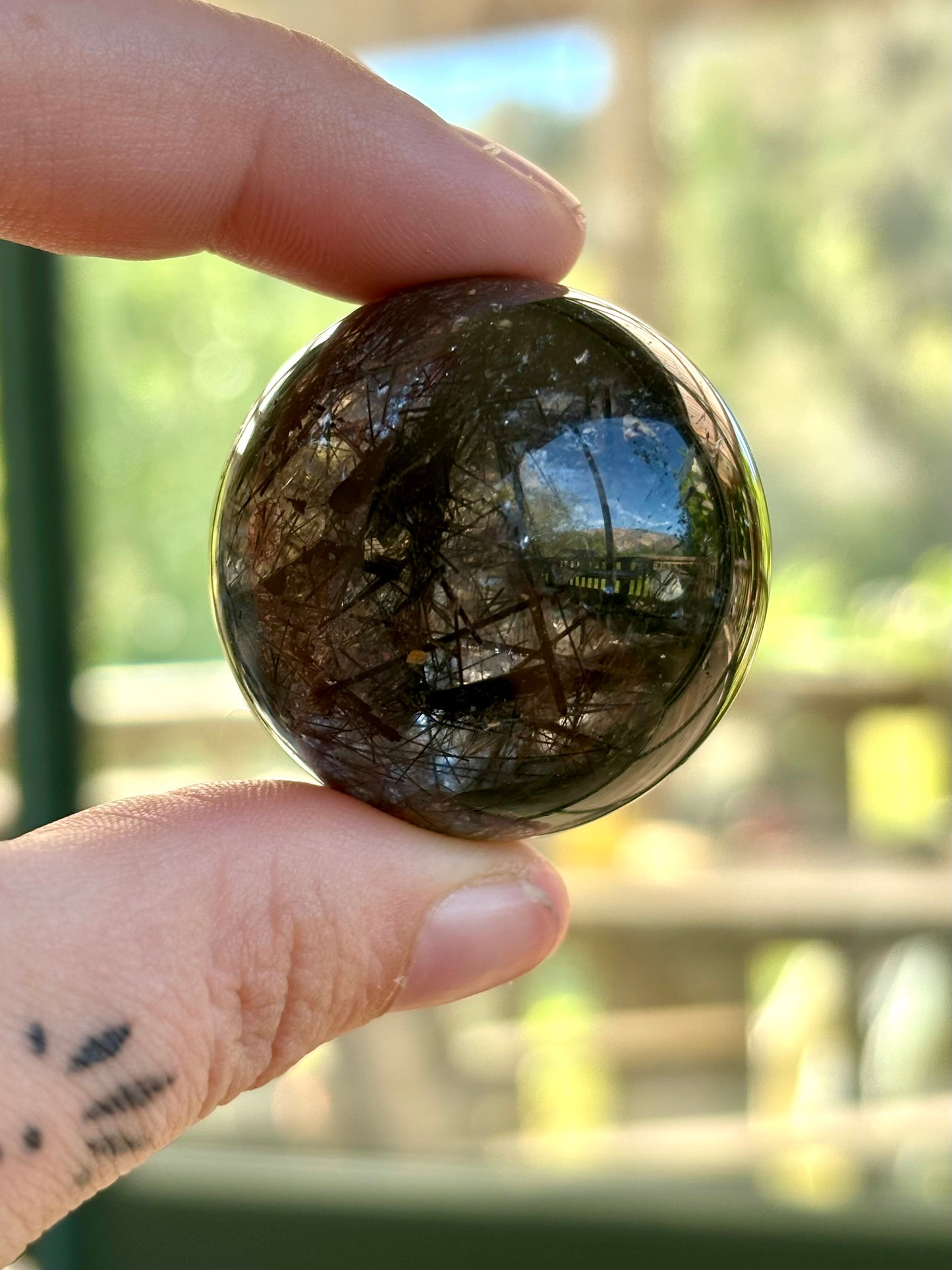 Black Tourmaline in Quartz Sphere