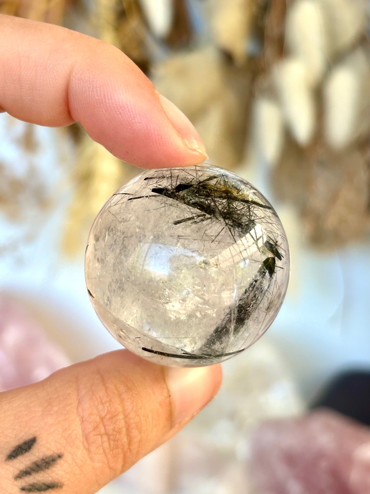 Black Tourmaline in Quartz Sphere