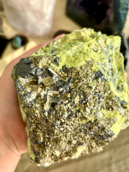Serpentine with Cubic Pyrite-Large Raw