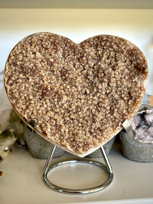 Drusey Citrine-Quartz Heart with stand