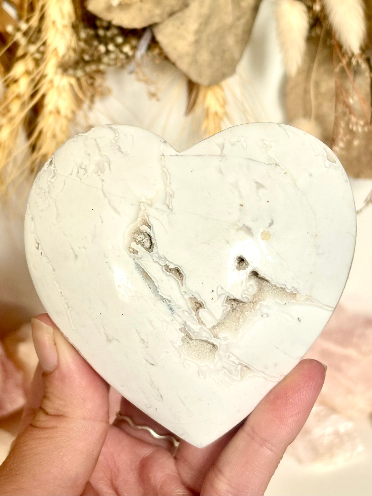 Opaque Plume Agate Heart