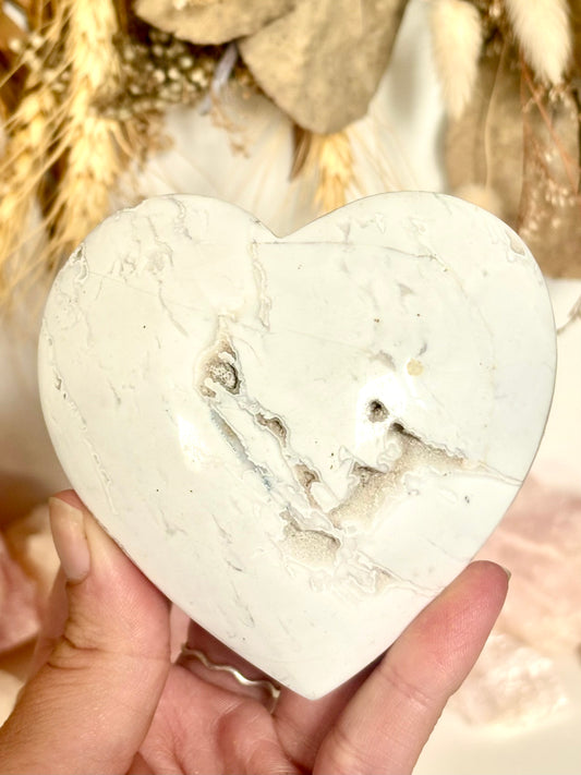 Opaque Plume Agate Heart