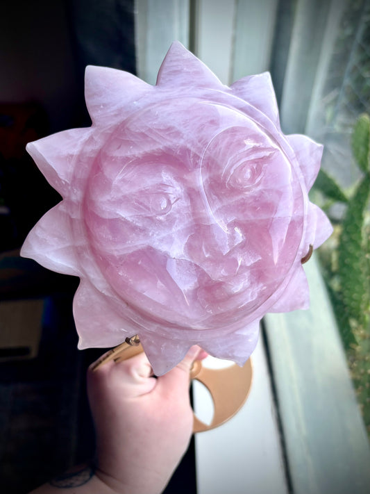 Rose Quartz Sunflower Face & Stand