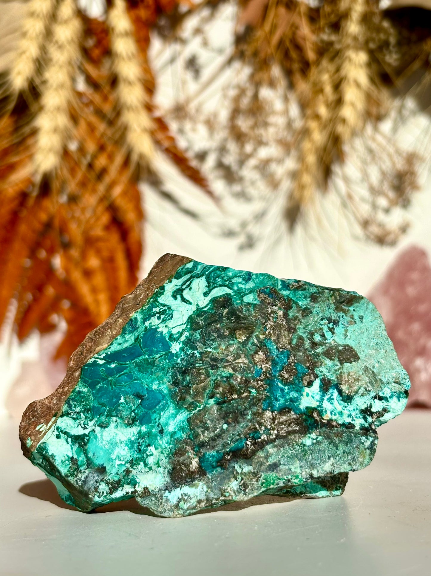 Chrysocolla Raw with Druze Pocket