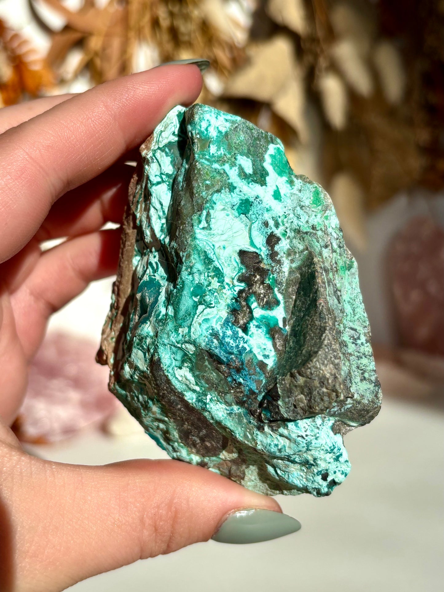 Chrysocolla Raw with Druze Pocket