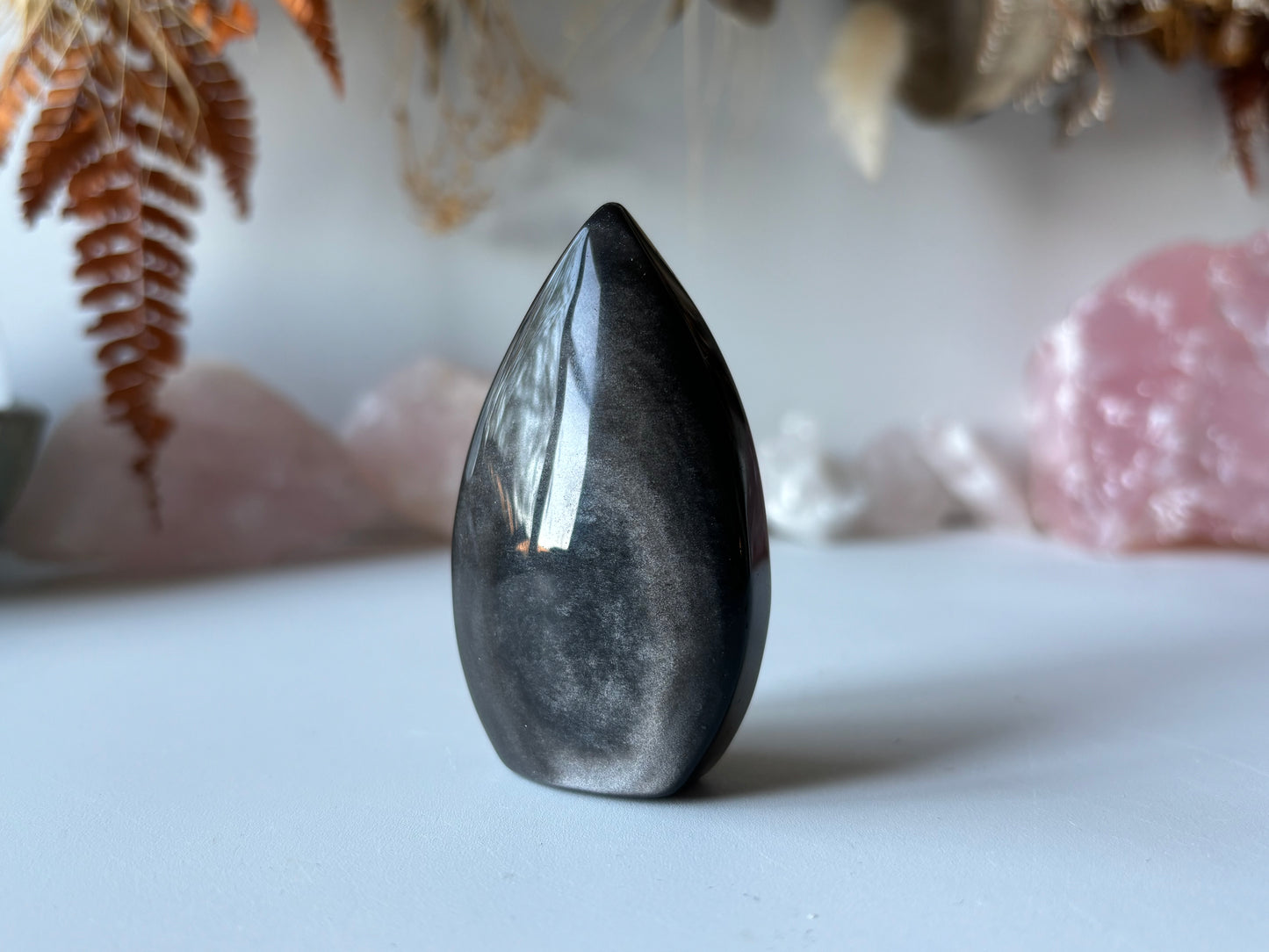 Silver Sheen Obsidian Flame