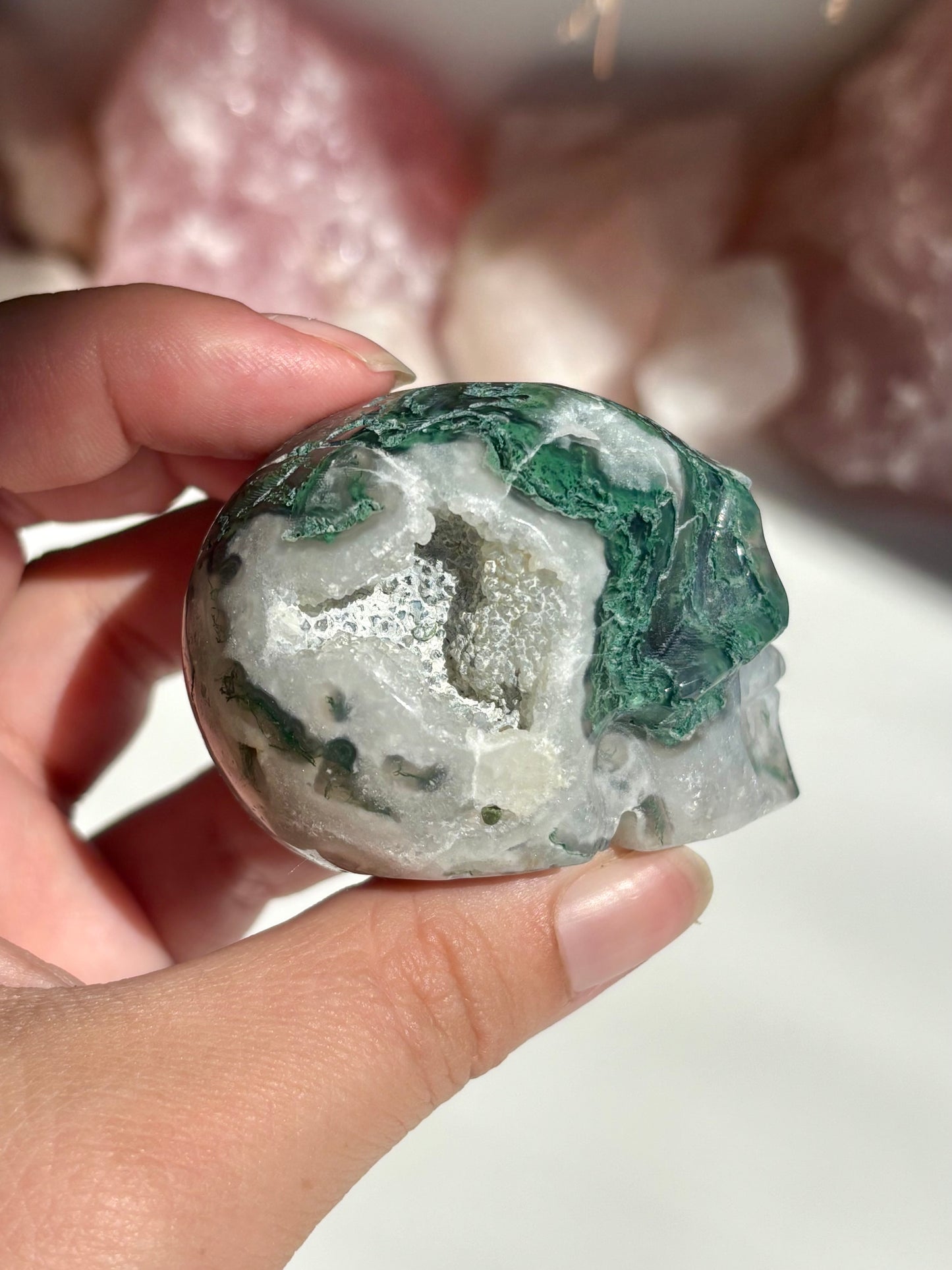 Moss Agate Skull