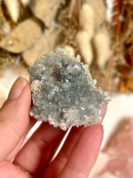 Diamond Fluorite on Matrix & Quartz needles