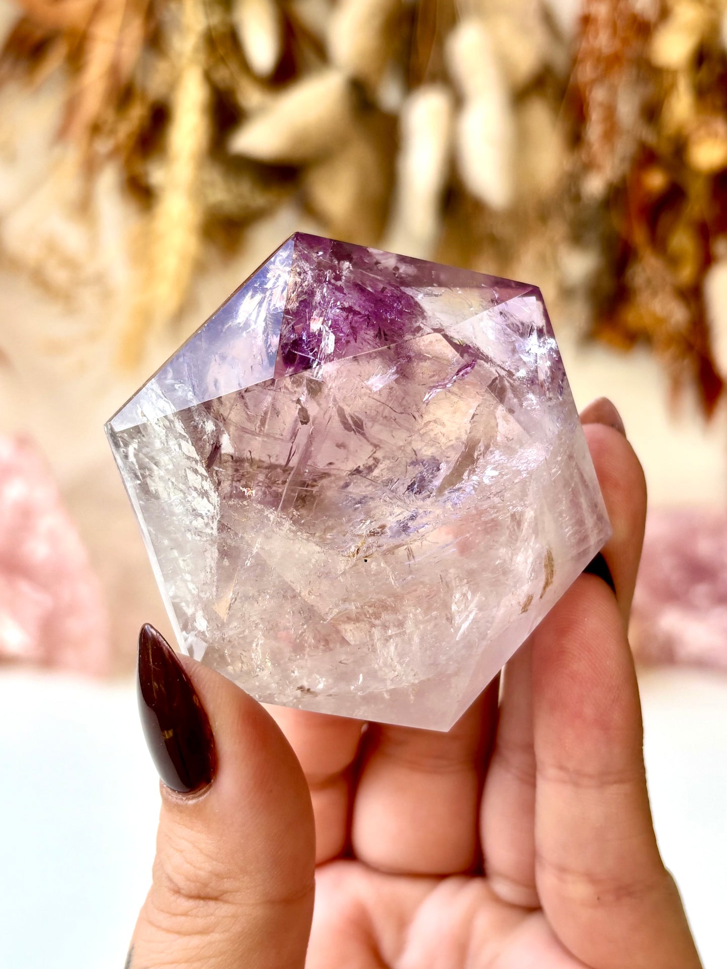 Amethyst Faceted Hexagon
