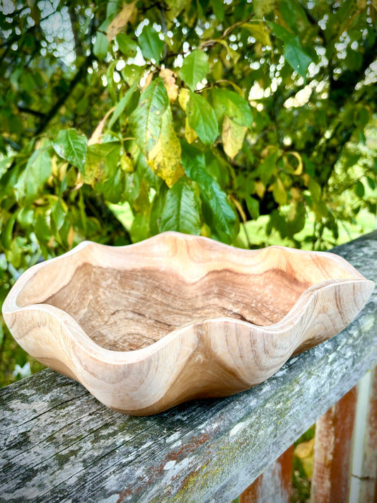 Large Waves Wood Bowl - Bali